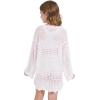 imageWULFUL Girls Crochet Long Sleeve Swimwear Cover Up Summer Beach Dress SwimsuitWhite