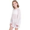 imageWULFUL Girls Crochet Long Sleeve Swimwear Cover Up Summer Beach Dress SwimsuitWhite