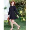 imageWULFUL Girls Long Sleeve Dress Flared Belted Fall Casual Party Dress Aline Swing 514 YearsBlack