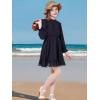 imageWULFUL Girls Long Sleeve Dress Flared Belted Fall Casual Party Dress Aline Swing 514 YearsBlack