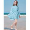 imageWULFUL Girls Long Sleeve Dress Flared Belted Fall Casual Party Dress Aline Swing 514 YearsBlue
