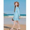 imageWULFUL Girls Long Sleeve Dress Flared Belted Fall Casual Party Dress Aline Swing 514 YearsBlue