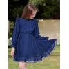 imageWULFUL Girls Long Sleeve Dress Flared Belted Fall Casual Party Dress Aline Swing 514 YearsNavy