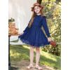imageWULFUL Girls Long Sleeve Dress Flared Belted Fall Casual Party Dress Aline Swing 514 YearsNavy