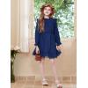 imageWULFUL Girls Long Sleeve Dress Flared Belted Fall Casual Party Dress Aline Swing 514 YearsNavy