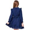 imageWULFUL Girls Long Sleeve Dress Flared Belted Fall Casual Party Dress Aline Swing 514 YearsNavy