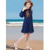 imageWULFUL Girls Long Sleeve Dress Flared Belted Fall Casual Party Dress Aline Swing 514 YearsNavy
