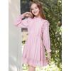 imageWULFUL Girls Long Sleeve Dress Flared Belted Fall Casual Party Dress Aline Swing 514 YearsPink