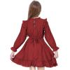 imageWULFUL Girls Long Sleeve Dress Flared Belted Fall Casual Party Dress Aline Swing 514 YearsRed