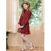 imageWULFUL Girls Long Sleeve Dress Flared Belted Fall Casual Party Dress Aline Swing 514 YearsRed