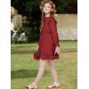 imageWULFUL Girls Long Sleeve Dress Flared Belted Fall Casual Party Dress Aline Swing 514 YearsRed