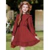 imageWULFUL Girls Long Sleeve Dress Flared Belted Fall Casual Party Dress Aline Swing 514 YearsRed