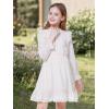 imageWULFUL Girls Long Sleeve Dress Flared Belted Fall Casual Party Dress Aline Swing 514 YearsWhite