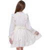 imageWULFUL Girls Long Sleeve Dress Flared Belted Fall Casual Party Dress Aline Swing 514 YearsWhite
