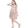 imageWULFUL Girls Sequin Dress Sparkly Party Aline Flutter Neckline DualLayer Holiday Prom Formal Dresses 512YChampagne