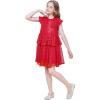 imageWULFUL Girls Sequin Dress Sparkly Party Aline Flutter Neckline DualLayer Holiday Prom Formal Dresses 512YRed