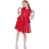 imageWULFUL Girls Sequin Dress Sparkly Party Aline Flutter Neckline DualLayer Holiday Prom Formal Dresses 512YRed