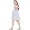 imageWULFUL Girls Sequin Dress Sparkly Party Aline Flutter Neckline DualLayer Holiday Prom Formal Dresses 512YSilver