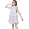 imageWULFUL Girls Sequin Dress Sparkly Party Aline Flutter Neckline DualLayer Holiday Prom Formal Dresses 512YSilver
