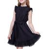 imageWULFUL Girls Summer Dress Sleeveless Ruffle Trim Aline Swing Dress Casual Party 514 YearsBlack