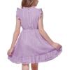 imageWULFUL Girls Summer Dress Sleeveless Ruffle Trim Aline Swing Dress Casual Party 514 YearsPurple