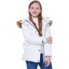 imageWULFUL Girls Winter Coats Outerwear Down Puffer Jacket Waterproof with Warm Fur HoodWhite0009