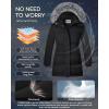 imageWULFUL Girls Winter Long Coats Hooded Parka Kids Warm Puffer JacketBlack