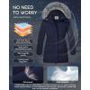 imageWULFUL Girls Winter Long Coats Hooded Parka Kids Warm Puffer JacketNavy