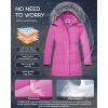 imageWULFUL Girls Winter Long Coats Hooded Parka Kids Warm Puffer JacketRose Red