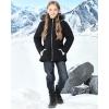imageWULFUL Girls Winter Parka Coat Long Hooded Waterproof Warm Fleece Puffer JacketBlack