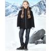 imageWULFUL Girls Winter Parka Coat Long Hooded Waterproof Warm Fleece Puffer JacketBlack