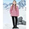 imageWULFUL Girls Winter Parka Coat Long Hooded Waterproof Warm Fleece Puffer JacketCoral