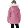 imageWULFUL Girls Winter Parka Coat Long Hooded Waterproof Warm Fleece Puffer JacketCoral