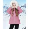 imageWULFUL Girls Winter Parka Coat Long Hooded Waterproof Warm Fleece Puffer JacketCoral