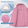 imageWULFUL Girls Winter Parka Coat Long Hooded Waterproof Warm Fleece Puffer JacketCoral