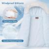 imageWULFUL Girls Winter Parka Coat Long Hooded Waterproof Warm Fleece Puffer JacketLight Blue