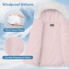 imageWULFUL Girls Winter Parka Coat Long Hooded Waterproof Warm Fleece Puffer JacketLight Pink