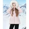 imageWULFUL Girls Winter Parka Coat Long Hooded Waterproof Warm Fleece Puffer JacketLight Pink