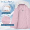 imageWULFUL Girls Winter Parka Coat Long Hooded Waterproof Warm Fleece Puffer JacketPink
