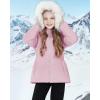 imageWULFUL Girls Winter Parka Coat Long Hooded Waterproof Warm Fleece Puffer JacketPink