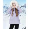 imageWULFUL Girls Winter Parka Coat Long Hooded Waterproof Warm Fleece Puffer JacketPurple