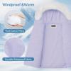 imageWULFUL Girls Winter Parka Coat Long Hooded Waterproof Warm Fleece Puffer JacketPurple