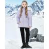 imageWULFUL Girls Winter Parka Coat Long Hooded Waterproof Warm Fleece Puffer JacketPurple