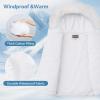 imageWULFUL Girls Winter Parka Coat Long Hooded Waterproof Warm Fleece Puffer JacketWhite
