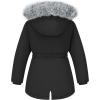 imageWULFUL Girls Winter Parka Coat Long Waterproof Warm Fleece Puffer JacketBlack