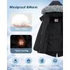 imageWULFUL Girls Winter Parka Coat Long Waterproof Warm Fleece Puffer JacketBlack