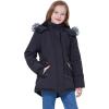 imageWULFUL Girls Winter Parka Coat Long Waterproof Warm Fleece Puffer JacketBlack