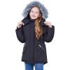 imageWULFUL Girls Winter Parka Coat Long Waterproof Warm Fleece Puffer JacketBlack