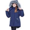 imageWULFUL Girls Winter Parka Coat Long Waterproof Warm Fleece Puffer JacketNavy