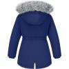imageWULFUL Girls Winter Parka Coat Long Waterproof Warm Fleece Puffer JacketNavy